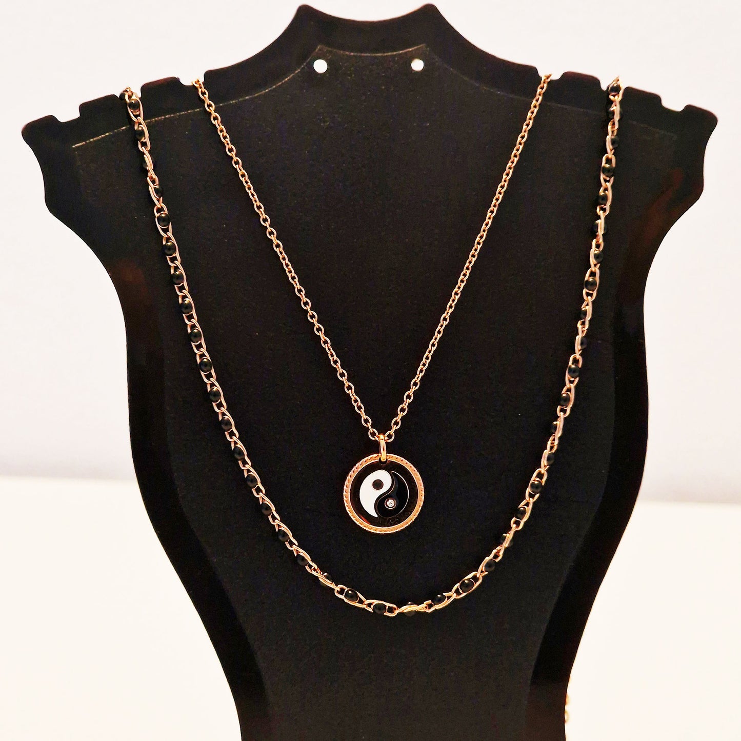 Stainless steel necklace set - Yin Yang & Noir