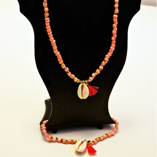 Stainless steel jewelry set - Pink Seashell