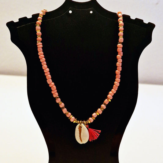 Stainless steel necklace - Pink Seashell